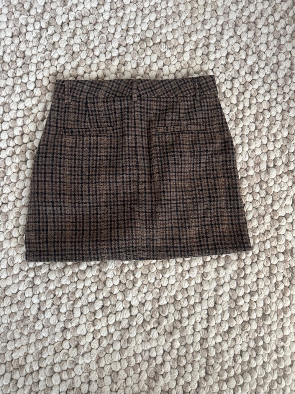 Brown Plaid Mini Skirt - Classic A-Line Style - Picture 2 of 3